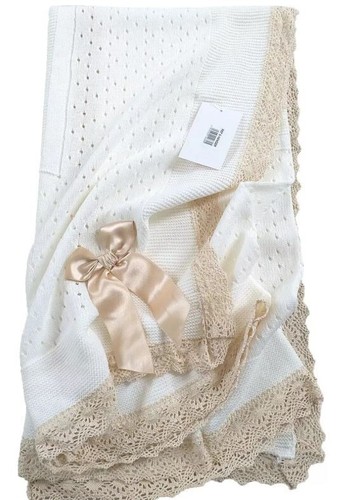 Baby blanket shawl - shawl, cream