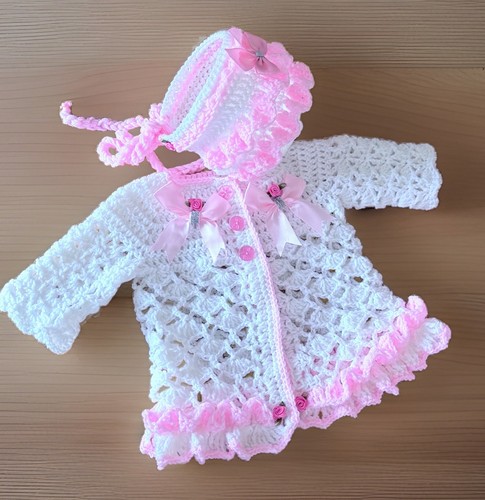 Baby girl cardigan and bonnet - baby,